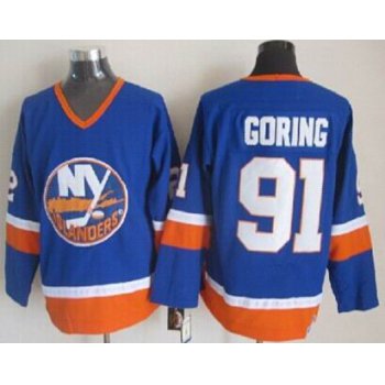 New York Islanders #91 Butch Goring Light Blue Throwback CCM Jersey