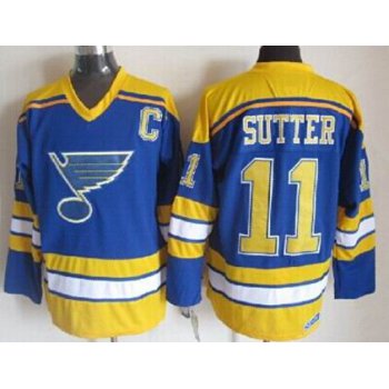 St. Louis Blues #11 Brian Sutter Blue Throwback CCM Jersey