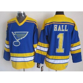 St. Louis Blues #1 Glenn Hall Blue Throwback CCM Jersey