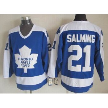 Toronto Maple Leafs #21 Borje Salming Blue With White Throwback CCM Jersey