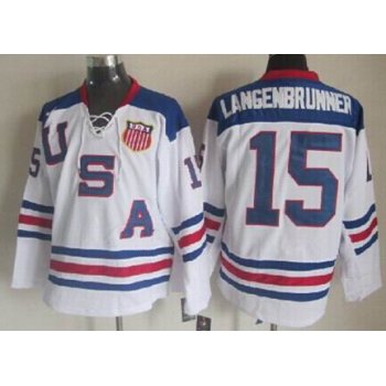 2010 Olympics USA #15 Jamie Langenbrunner White Jersey