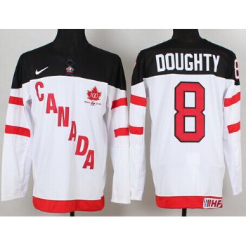 2014/15 Team Canada #8 Drew Doughty White 100TH Jersey