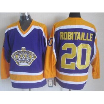 Los Angeles Kings #20 Luc Robitaille Purple With Yellow Throwback CCM Jersey