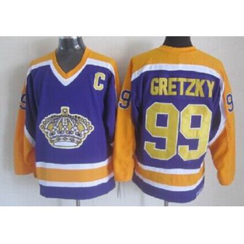 Los Angeles Kings #99 Wayne Gretzky Purple With Yellow Throwback CCM Jersey