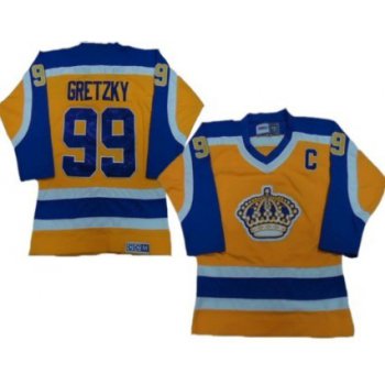 Los Angeles Kings #99 Wayne Gretzky Yellow With Purple Throwback CCM Jersey