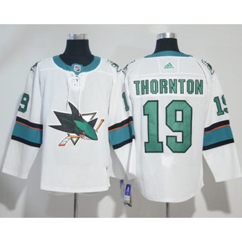 Adidas San Jose Sharks #19 Joe Thornton White Road Authentic Stitched NHL Jersey