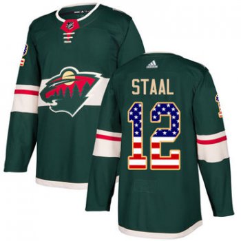 Adidas Wild #12 Eric Staal Green Home Authentic USA Flag Stitched NHL Jersey