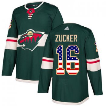 Adidas Wild #16 Jason Zucker Green Home Authentic USA Flag Stitched NHL Jersey