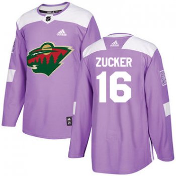 Adidas Wild #16 Jason Zucker Purple Authentic Fights Cancer Stitched NHL Jersey