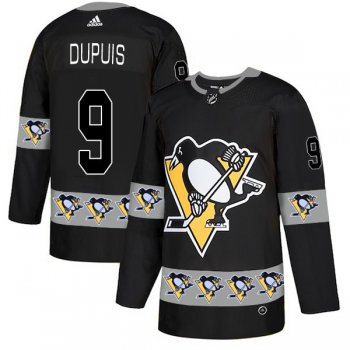 Men's Pittsburgh Penguins #9 Pascal Dupuis Black Team Logos Fashion Adidas Jersey