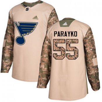 Adidas Blues #55 Colton Parayko Camo Authentic 2017 Veterans Day Stitched NHL Jersey