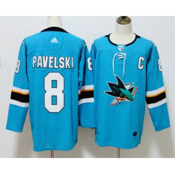 Men's San Jose Sharks #8 Joe Pavelski Teal Blue 2017-2018 Hockey Stitched NHL Jersey