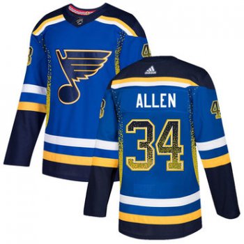 Men's St. Louis Blues #34 Jake Allen Royal Drift Fashion Adidas Jersey