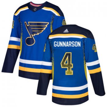 Men's St. Louis Blues #4 Carl Gunnarson Royal Drift Fashion Adidas Jersey