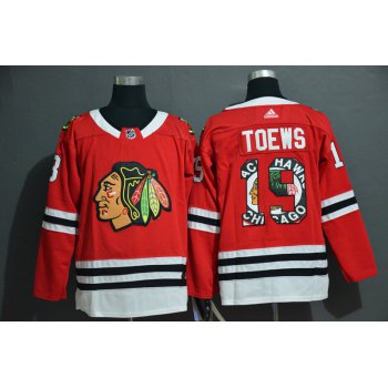 Men's Chicago Blackhawks #19 Jonathan Toews NEW Red Fashion Adidas Stitched NHL Jersey