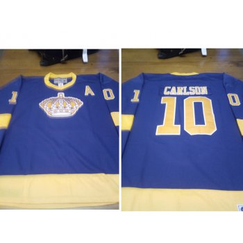 Men's Los Angeles Kings #10 Carlson Purple Yellow CCM Throwback Jersey