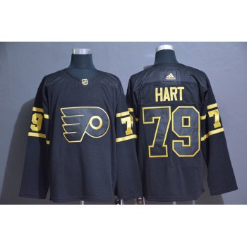 Men's Philadelphia Flyers #79 Carter Hart Black Golden Adidas Stitched NHL Jersey