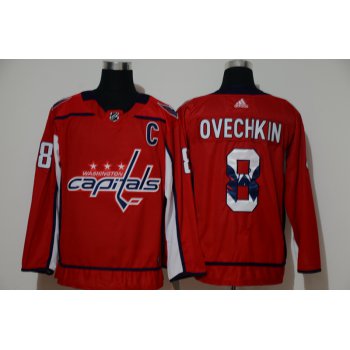 Men's Washington Capitals #8 Alexander Ovechkin Red With Team Logo Adidas Stitched NHL Jersey