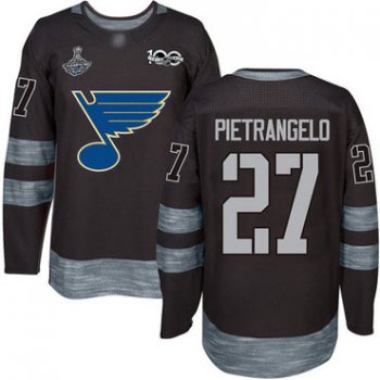 Blues #27 Alex Pietrangelo Black 1917-2017 100th Anniversary Stanley Cup Champions Stitched Hockey Jersey