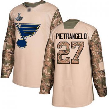 Blues #27 Alex Pietrangelo Camo Authentic 2017 Veterans Day Stanley Cup Champions Stitched Hockey Jersey