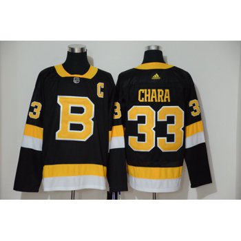 Men's Boston Bruins #33 Zdeno Chara Black Throwback Authentic Stitched Hockey Jersey