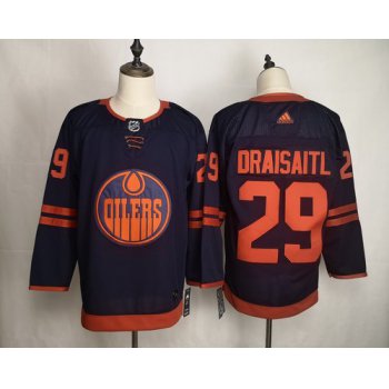 Men's Edmonton Oilers 29 Leon Draisaitl Navy 50th anniversary Adidas Jersey