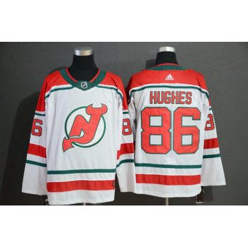 Men's New Jersey Devils 86 Jack Hughes White Adidas Jersey