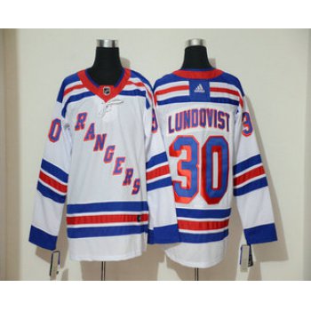 Men's New York Rangers #30 Henrik Lundqvist White Adidas Stitched NHL Jersey