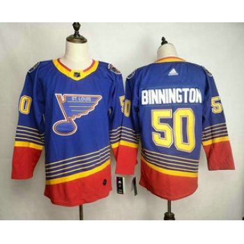 Men's St. Louis Blues #50 Jordan Binnington Blue Adidas Stitched NHL Throwback Jersey