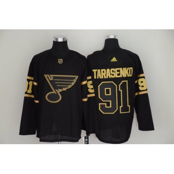 Men's St. Louis Blues 91 Vladimir Tarasenko Black Gold Adidas Jersey