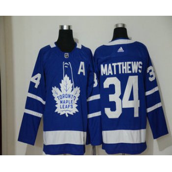 Men's Toronto Maple Leafs #34 Auston Matthews Royal Blue With A Patch Home Stitched NHL Jersey