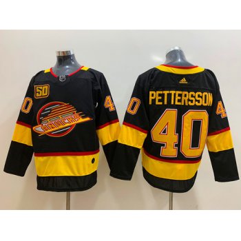 Men's Vancouver Canucks 40 Elias Pettersson Black 50th Season Adidas Jersey