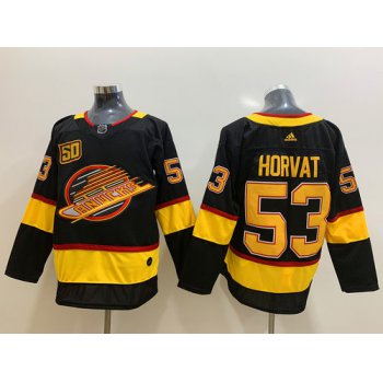 Men's Vancouver Canucks 53 Bo Horvat Black 50th Season Adidas Jersey