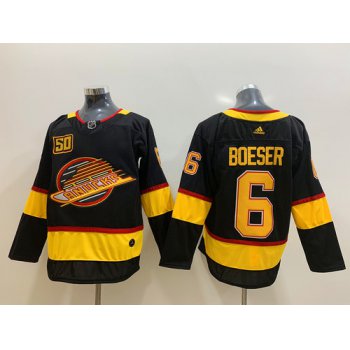 Men's Vancouver Canucks 6 Brock Boeser Black 50th Season Adidas Jersey