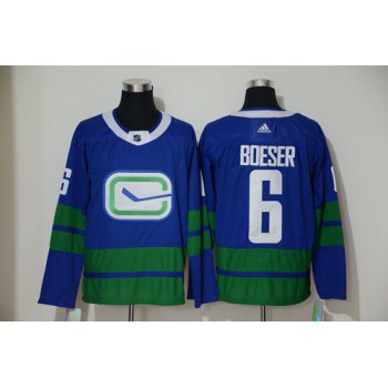 Men's Vancouver Canucks #6 Brock Boeser Blue Alternate Authentic Stitched Hockey Jersey