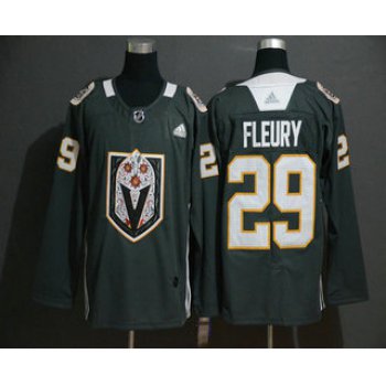 Men's Vegas Golden Knights #29 Marc-Andre Fleury Gray Dia De Los Muertos Adidas Jersey