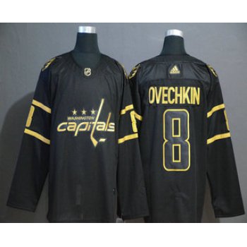 Men's Washington Capitals #8 Alexander Ovechkin Black Golden Adidas Stitched NHL Jersey