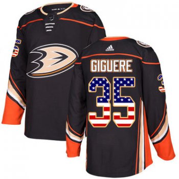 Adidas Ducks #35 Jean-Sebastien Giguere Black Home Authentic USA Flag Stitched NHL Jersey