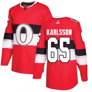 Adidas Senators #65 Erik Karlsson Red Authentic 2017 100 Classic Stitched NHL Jersey