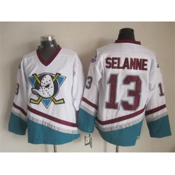 Anaheim Ducks #13 Teemu Selanne White Throwback CCM Jersey