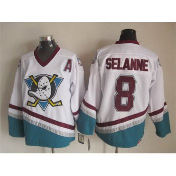 Anaheim Ducks #8 Teemu Selanne White Throwback CCM Jersey