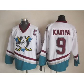 Anaheim Ducks #9 Paul Kariya White Throwback CCM Jersey