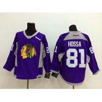 Chicago Blackhawks #81 Marian Hossa 2014 Training Purple Jersey