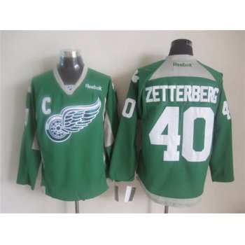 Detroit Red Wings #40 Henrik Zetterberg 2014 Training Green Jersey