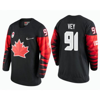 Men Canada Team #91 Linden Vey Black 2018 Winter Olympics Jersey