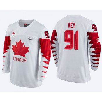 Men Canada Team #91 Linden Vey White 2018 Winter Olympics Jersey