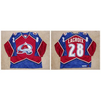 Men's Colorado Avalanche #28 Eric Lacroix Colorado Avalanche Game Worn 1996-97 Jersey