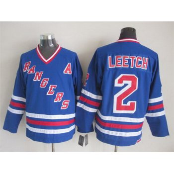 New York Rangers #2 Brian Leetch 1993 Light Blue Throwback CCM Jersey