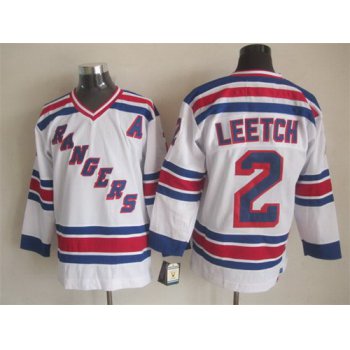 New York Rangers #2 Brian Leetch 1993 White Throwback CCM Jersey