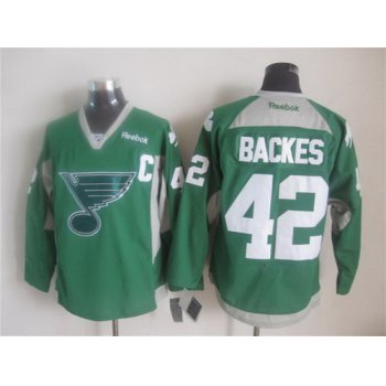 St. Louis Blues #42 David Backes 2014 Training Green Jersey